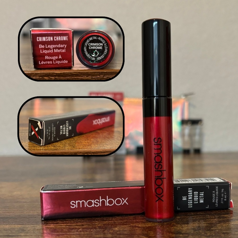 NEW Smashbox Be Legendary Lipstick Metallic Red & Matte Rose Makeup Bag